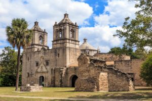 Exterior of Mission Concepion, one of the best photography locations in San Antonio TX