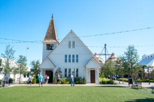 front facade of old church at the silos magnolia waco tx